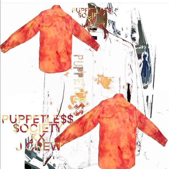 Embroidered and hand dyed Jcrew button up - Picture 3 of 5